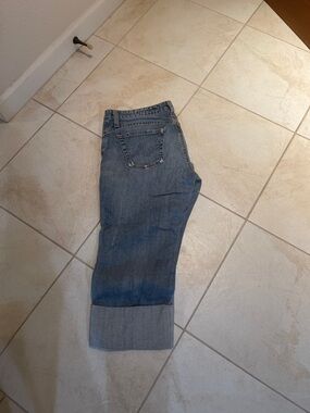 AG Adriano Goldschmied Light Blue Cropped Jeans with Cuffed Hem